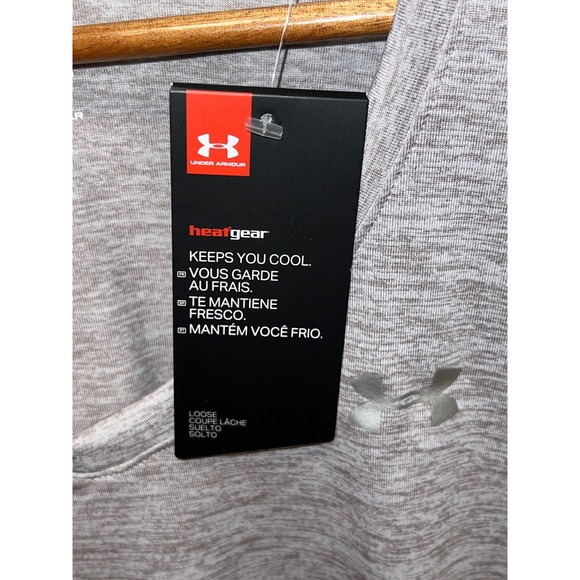 NEW Under Armour Womens HeatGear V-Neck Short Sleeve T-Shirt Grey 1258568 XXL - Picture 2 of 6